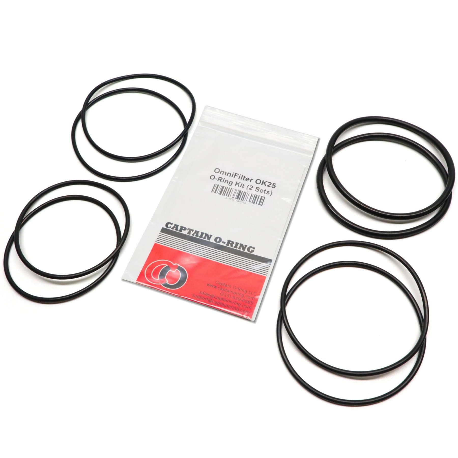 Captain O-Ring - Replacement OK25 O-Rings Compatible with OmniFilter OB1, WH5, U24, U25 Water Filter Housings (2 Sets, 8 O-Rings)