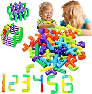 Toy Imagine 50+ Creative Pipe Building Blocks Toy Set for Kids | Colorful Puzzle Construction Learning Toys for Boys & Girls | Educational Blocks for 3-8 Years | Fun Toy for Toddlers & Preschoolers
