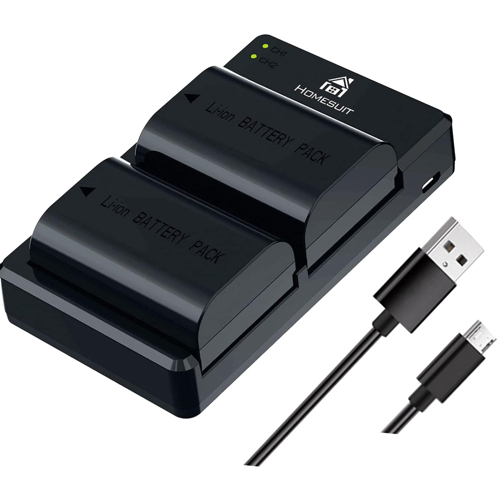 Homesuit LP-E6 LP-E6N Battery Charger Compatible with Canon EOS R6 R5 R, 90D 80D 70D 60D 60DA, 6D 6D Mark II, 5D Mark II/III/IV, 5DS R, 7D 7D Mark II, BMPCC 4K/6K (2-Pack 2200mAh)