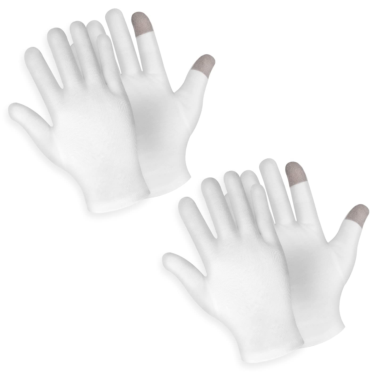 2 Pairs Touch Screen Moisturizing Gloves White Cotton Moisturizing Gloves Overnight Bedtime Heal Eczema Sleeping Lotion Hand Spa Treatment Gloves Repair Rough Cracked Dry Chapped Hands Skin