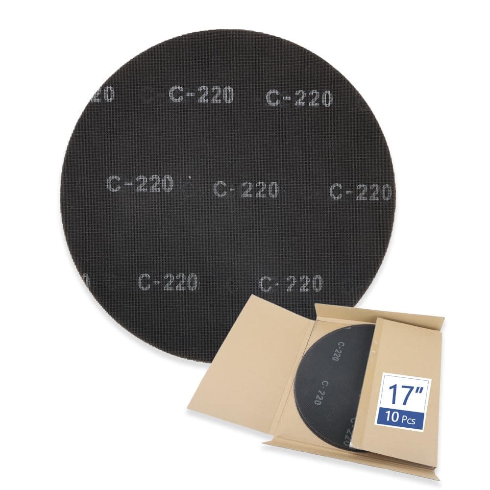 HUAALIUCHE 17" Sanding Screen Discs - Mesh Floor Sanding Screen - Black Silicon Carbide - for Wood Floors (10 Pack, 220 Grit)