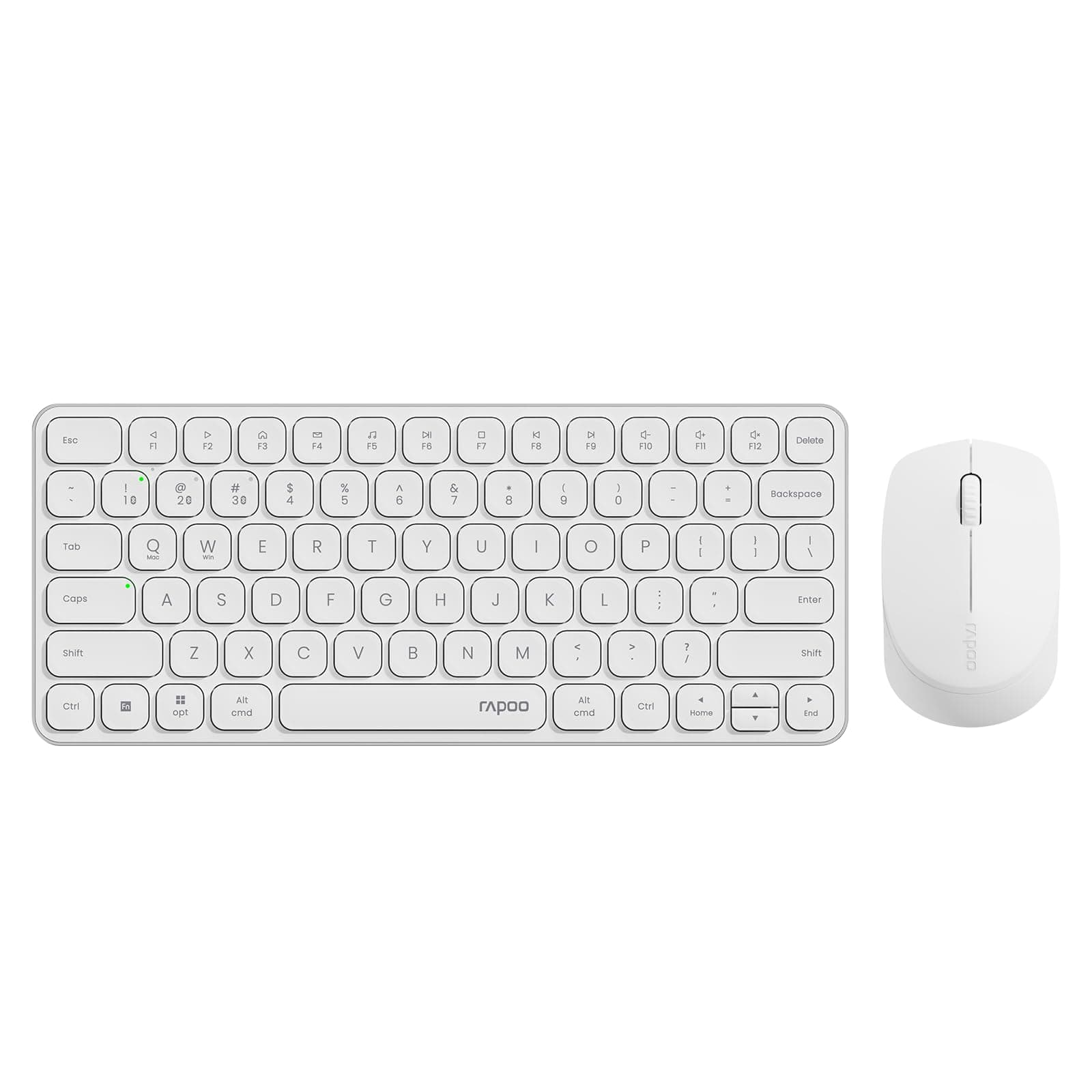 RAPOO 9010M Wireless Keyboard Mouse Set, Wireless, Bluetooth, 5.0/4.0/2.4GHz, Quiet Click, Connect 4 Devices Simultaneously, Battery Powered, White