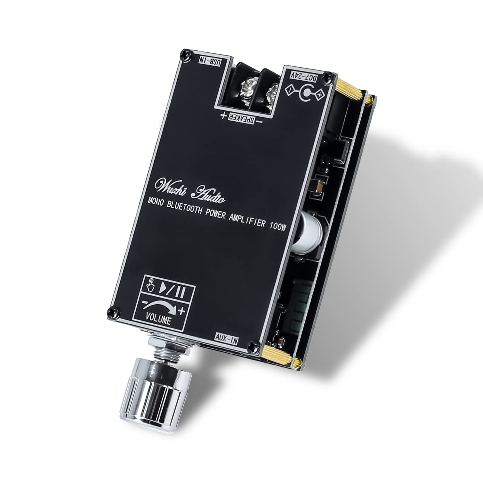 PEMENOL TWS Bluetooth Mono Amplifier Module 100W DC 7-24V with TPA3116D2 Chip, Wireless Stereo Pairing, Multi-Input USB AUX Bluetooth, Volume Knob Control for Christmas DIY Car & Home Audio