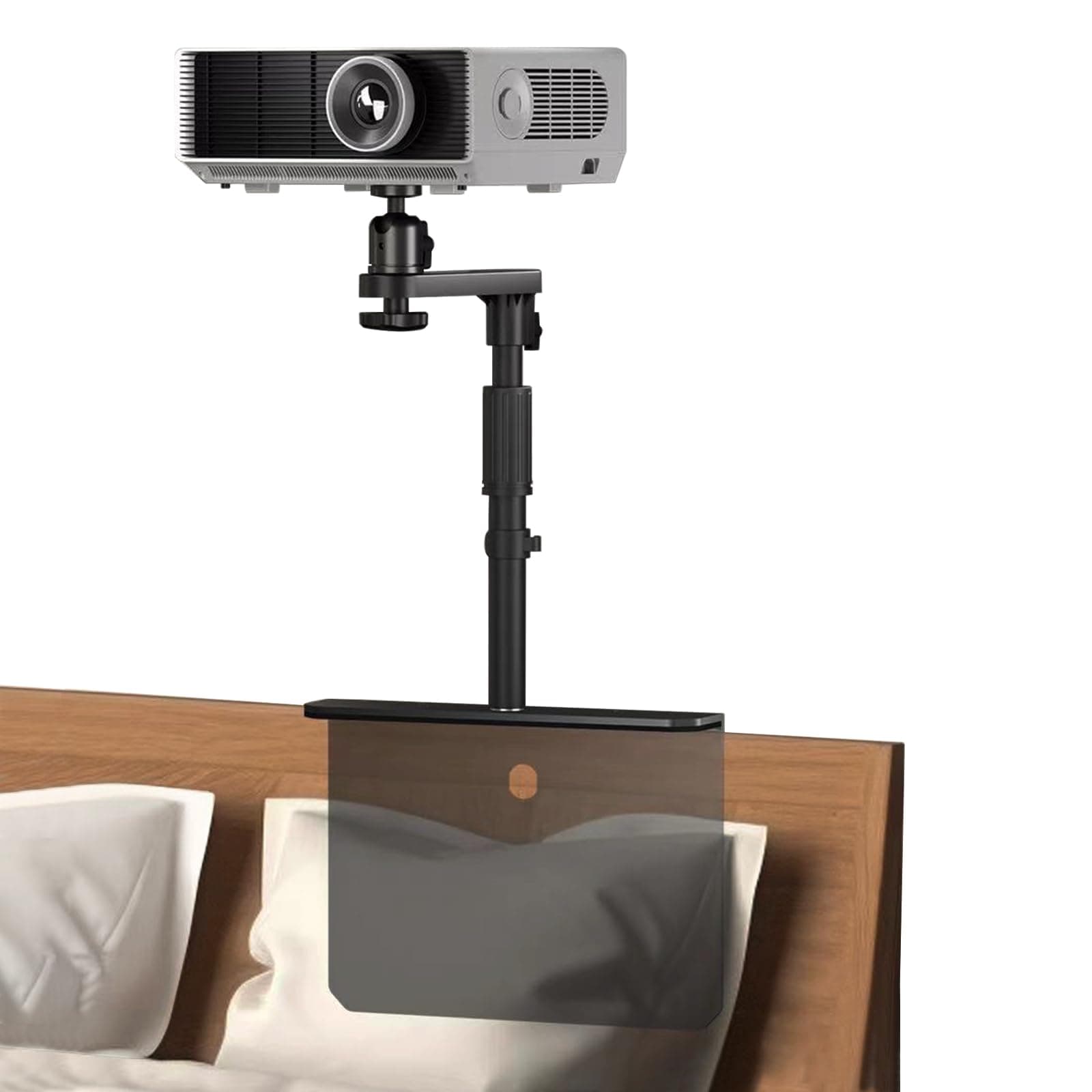 Bed Sofa Projector Stand, Height Adjustable Projector Mount Base, 360° Rotation, Universal Bedside Bracket Holder Compatible with XGIMI, VANKYO, Epson, Jinhoo, AuKing Projectors