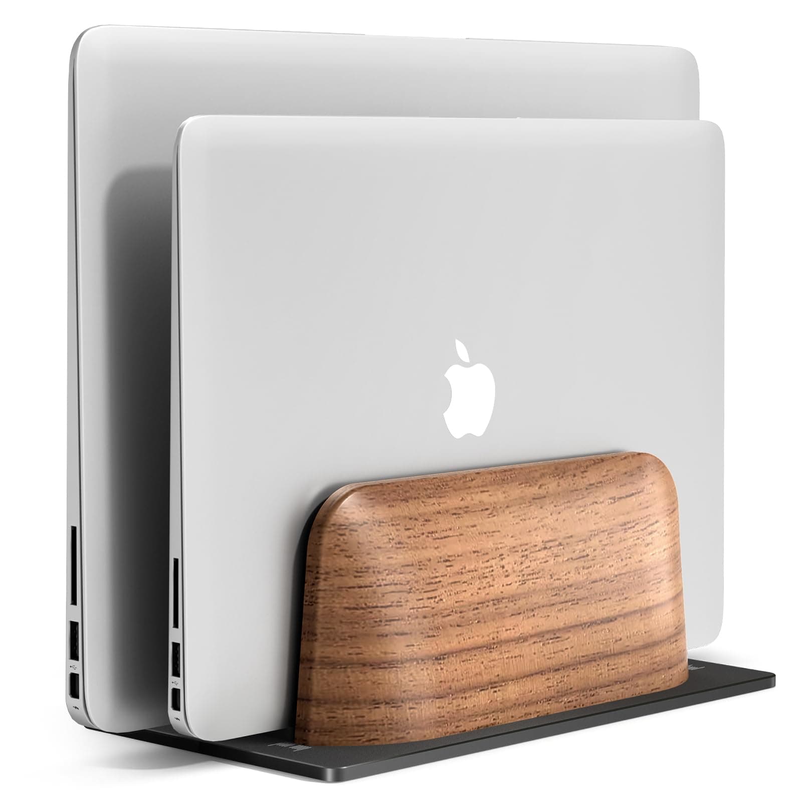 UPERGO Double Dock Version Vertical Laptop Stand，Black Walnut Laptop Holder (Black Walnut)