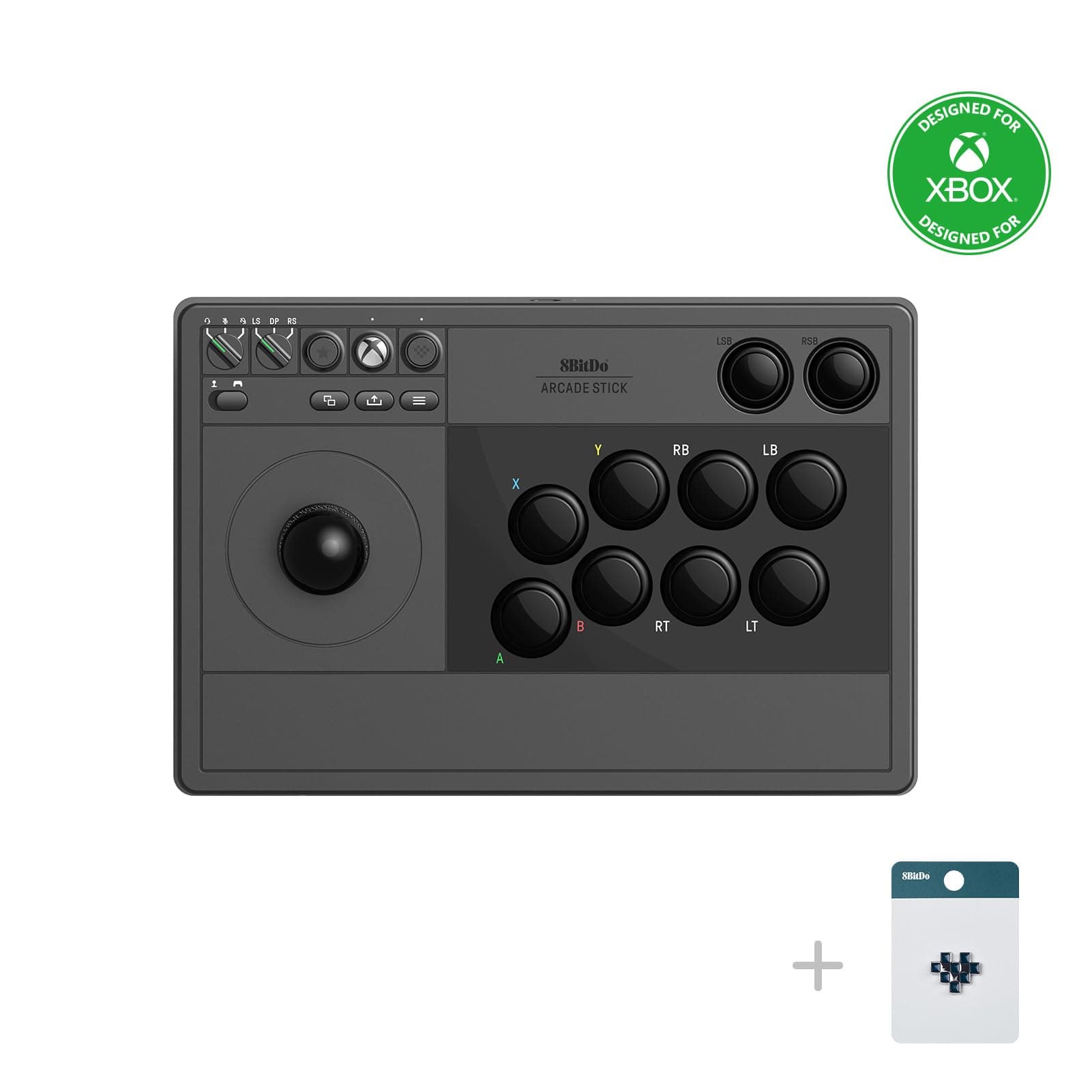 8BitDo 2.4g Wireless Arcade Fight Stick with 3.5mm Audio Jack, Mic Mute Button & Joystick Mapping Button for Xbox Series X|S, Xbox One and Windows 10 - Officially Licensed (Black)
