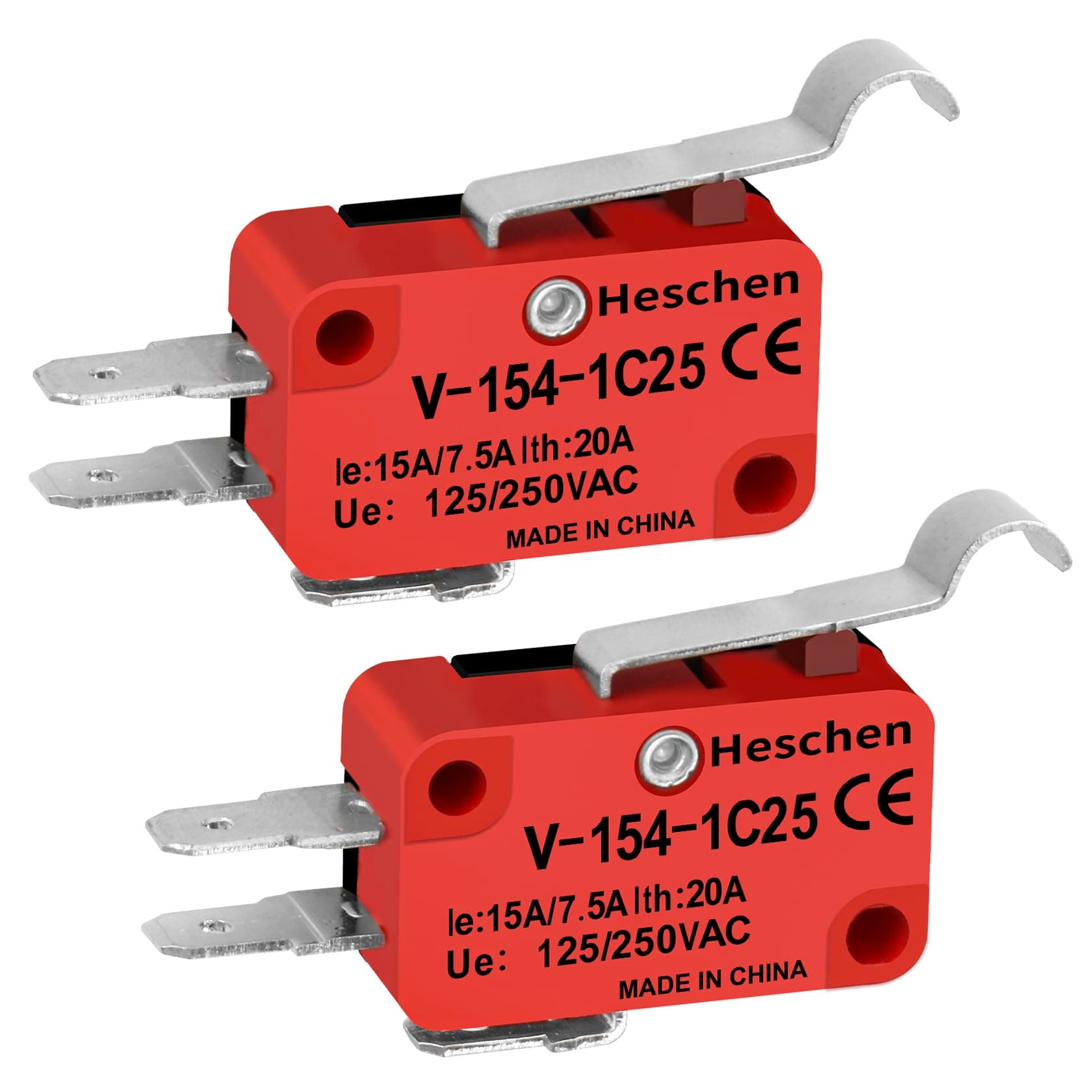 Heschen Micro switch V-154-1C25 SPDT Crank type 20A 250VAC 2 Pack