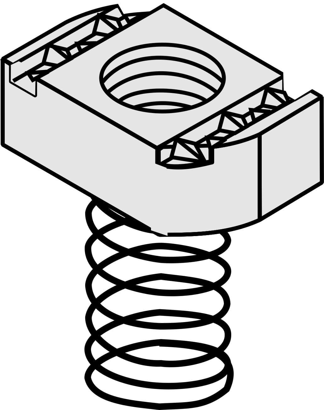 VERSABAR VSN-1050-SS 1/2" CHANNEL NUT WITH STANDARD SPRING STAINLESS 316 25/BX