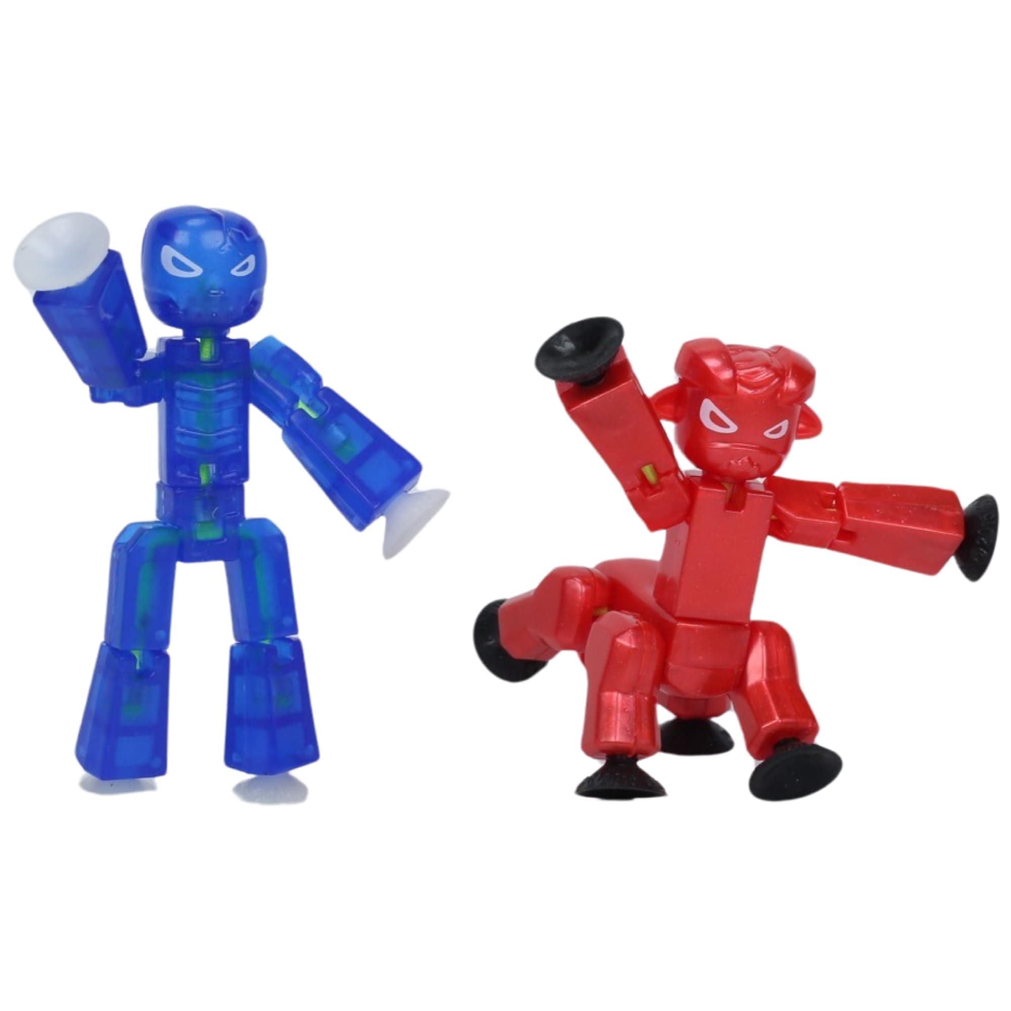 Zing StikBot Dual Pack - Includes 2 StikBots - Collectible Action Figures, Stop Motion Animation, Ages 4 and Up (Indigo Clear Blue (Grim) + Red Chrome (Kyron))