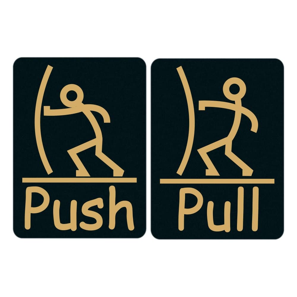 Fun Push Pull Door Sign (Black-Gold)