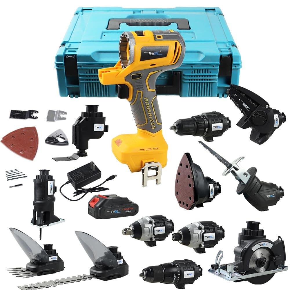 NEWONE 12-Tools Set Power Tool Combo Kits Compatible with De-Walt 20V Battery,Cordless Tool Set,2 Batteries and Charger