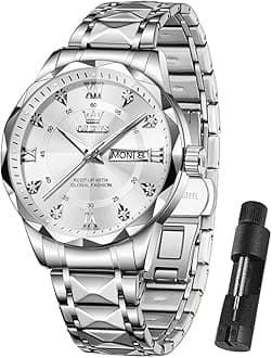 OLEVS Watches for Men Luxury Casual Dress Mens Chronograph Watches Big Face Easy Read Men's Wrist Watches Classic Waterproof Luminous Men Watch Analog Stainless Steel Quartz Business Watch for Men