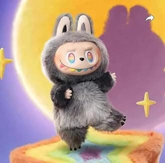 Labubu Collectible Action Figure, Random Design, Cartoon Character Toy with Plush Keychain, Multicolor
