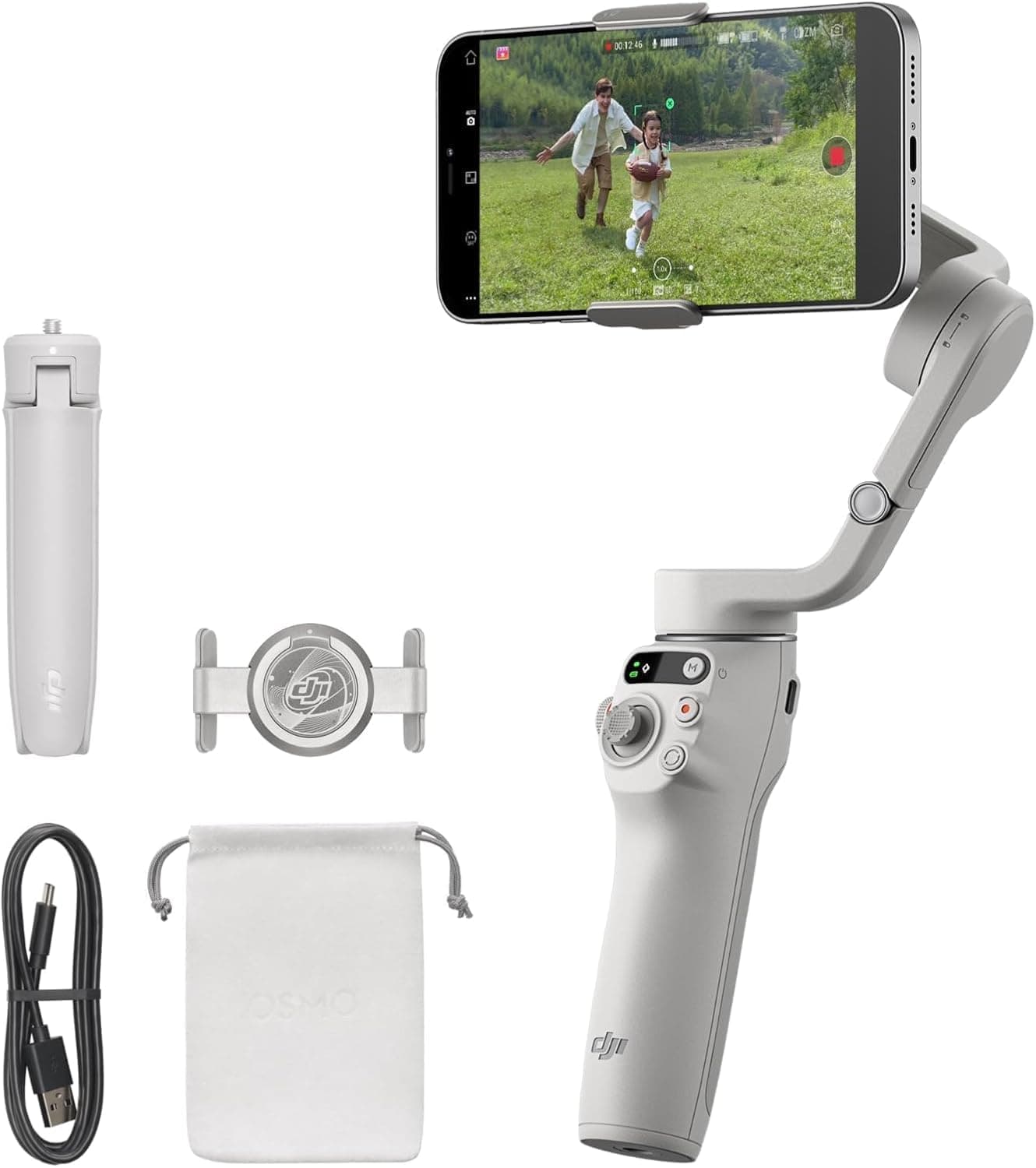 DJI Osmo Mobile 6, 3-Axis Phone Gimbal, Object Tracking, Built-in Extension Rod, Portable and Foldable, Gimbal Stabilizer for iPhone, Android, YouTube TikTok Video, Platinum Gray