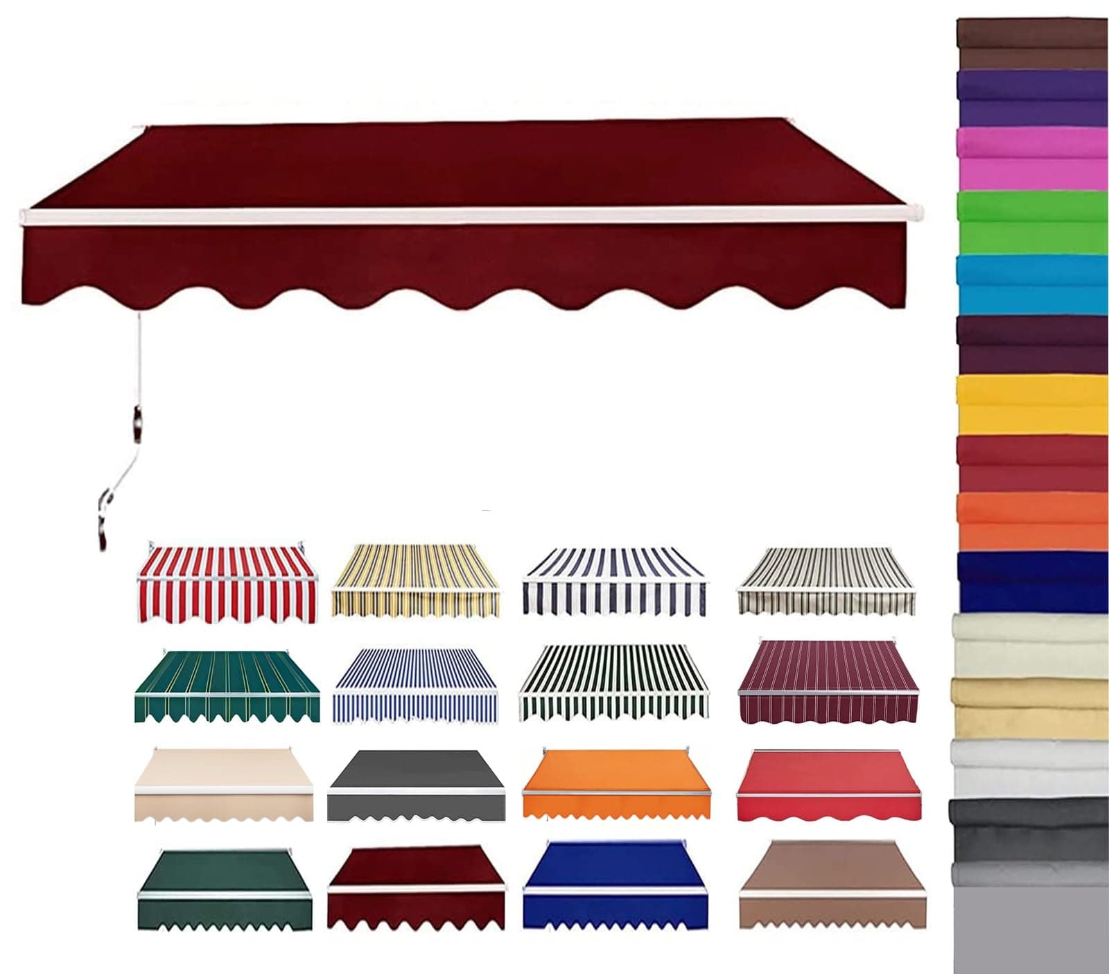 Retractable Patio Awning Replacement Fabric (Without Frame) Waterproof Shade Sun Shade Awning Cover Outdoor Patio Canopy Sunsetter Deck Awnings Polyester(F,(8.2x6.5ft))