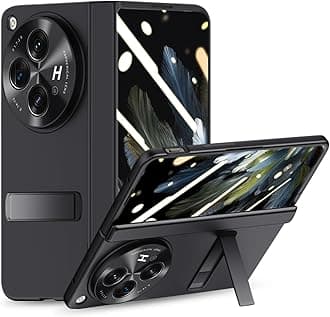 for Oneplus Open Case, Built-in Screen Protector, Full Hinge Protection, Metal Kickstand, Camera Protection, Thin & Slim Cover 5G 2023-Black