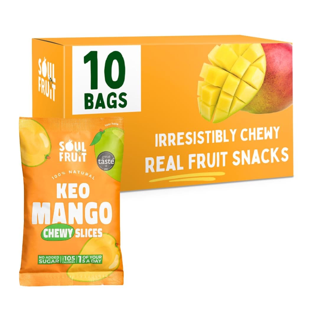 – Soul Fruit - Dried Mango – No Added Sugar – 100% Dried Fruit Snack - High in Fibre - Low Calorie Snacks - Healthy Snacks for Adults & Kids - Lunchbox snacks – Gluten Free 10 x 30g