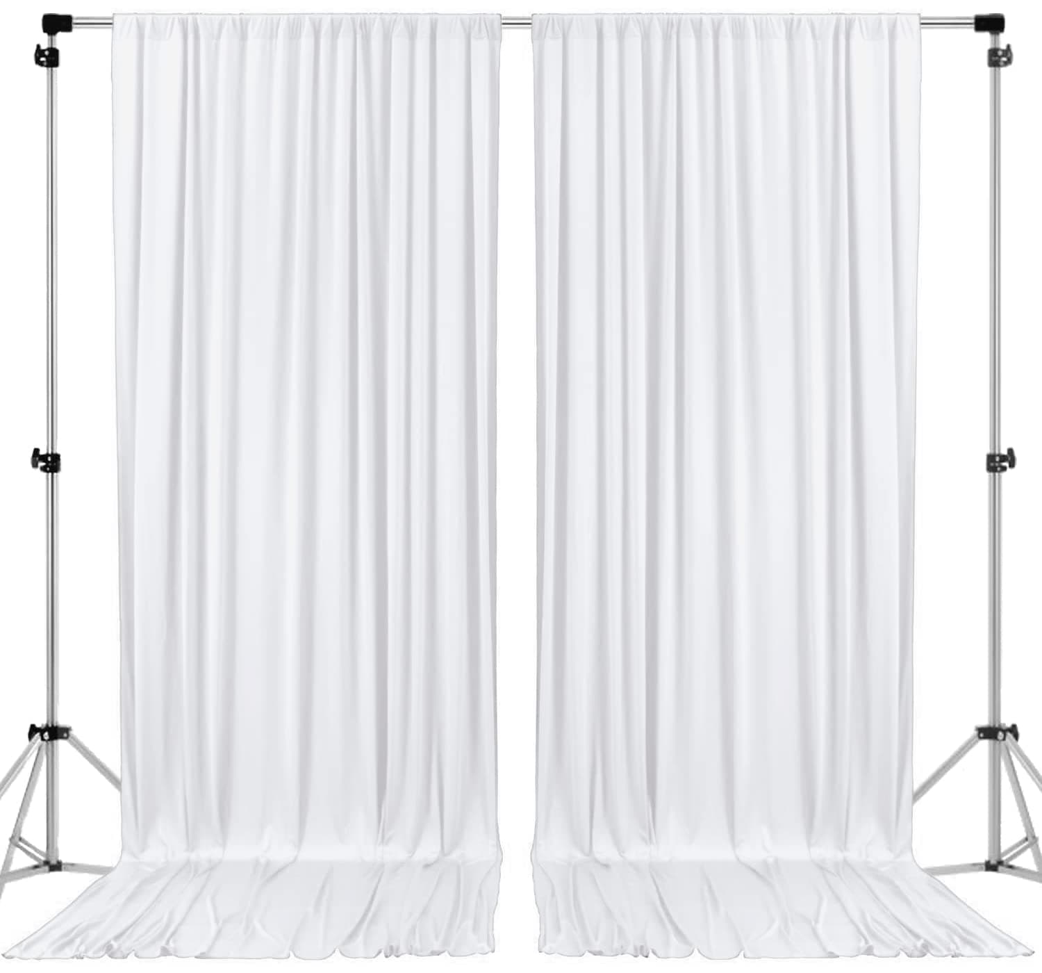 AK TRADING CO. 10 feet x 10 feet Polyester Backdrop Drapes Curtains Panels with Rod Pockets - Wedding Ceremony Party Home Window Decorations - White