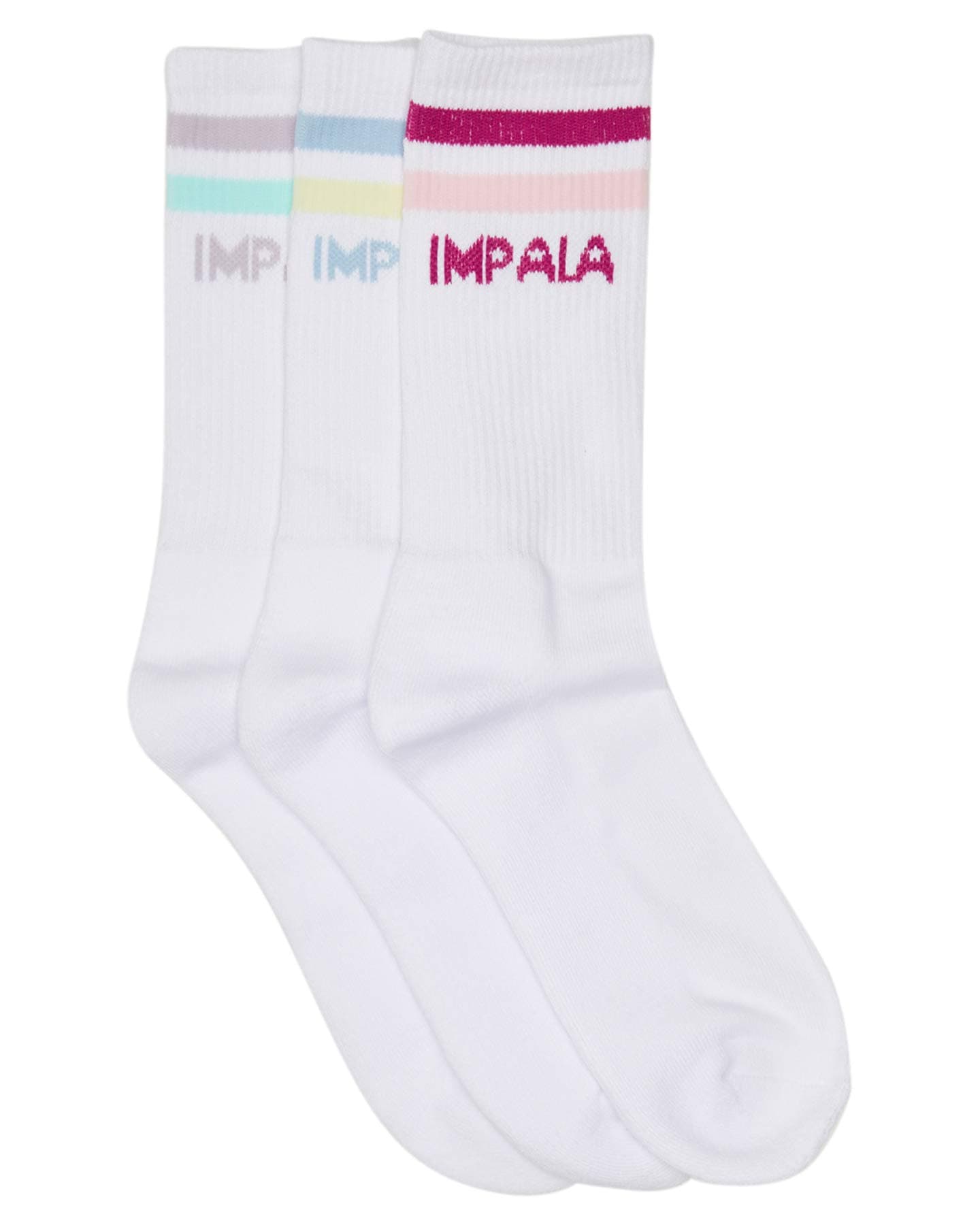 Impala Rollerskates Impala Stripe Socks 3-Pack Pastel One Size