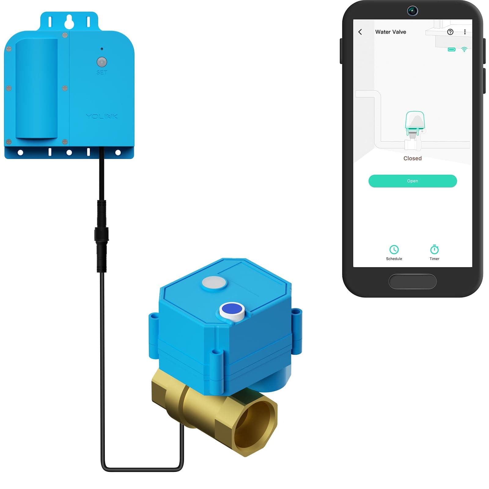 YoLink X3 Valve Controller Kit, 1" Brass Motorized Ball Valve, LoRa Long Range, 10+ Year Lithium, D2D with Leak Sensors & Fob, App Control & Schedules, Alexa/IFTTT/Home Assistant, Hub Required