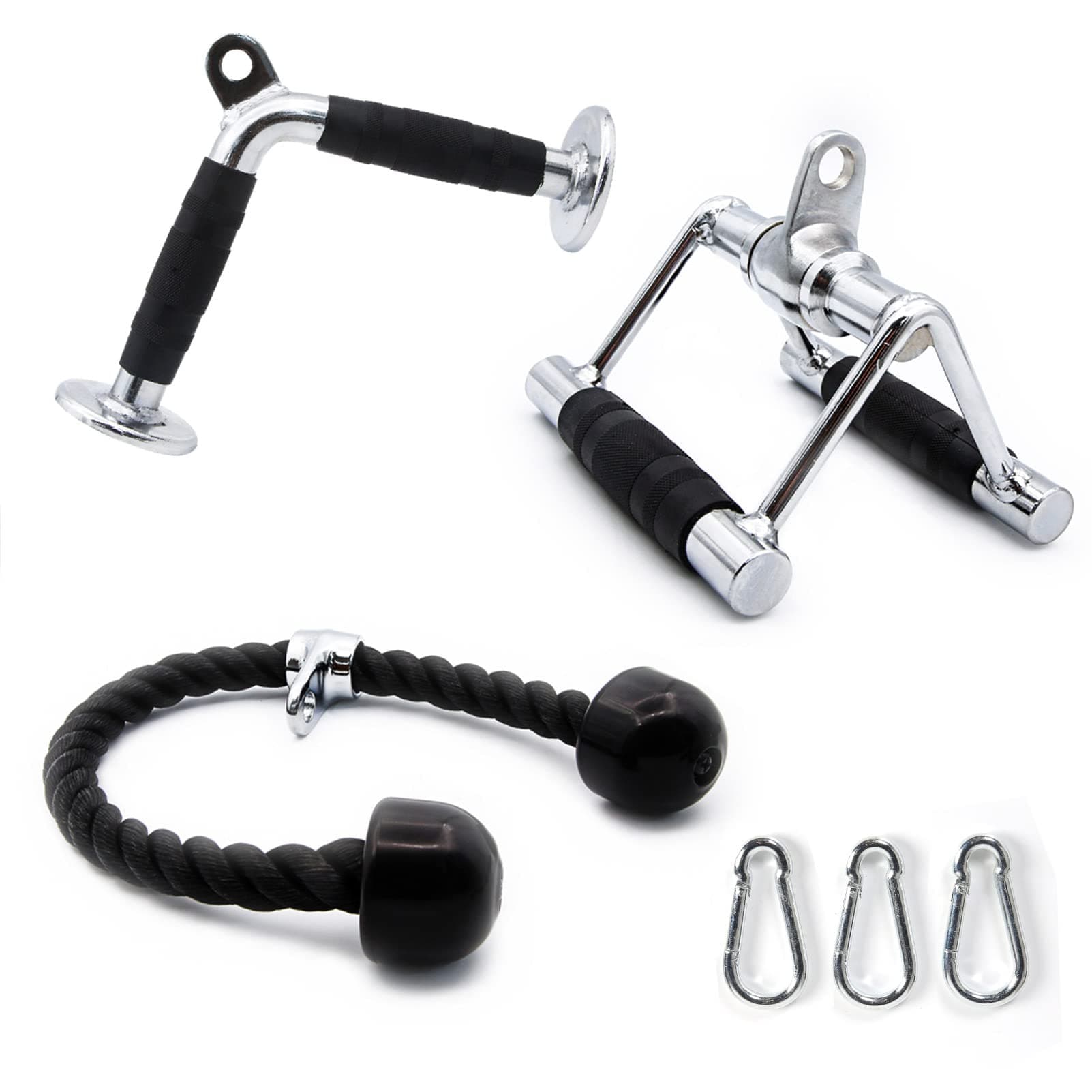 Cable Machine Attachments for Gym, LAT Pulldown Accessories with Multi-Option: V Bar, Tricep Rope, Double D Handle, for Weight Fitness