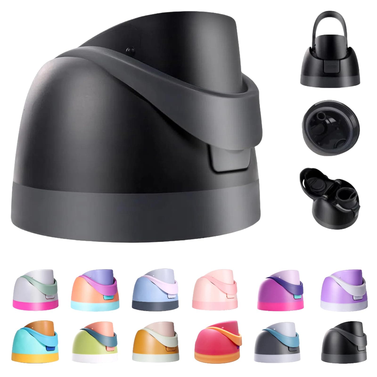 Lid Replacement for Owala Freesip, Compatible with Owala Cup 24oz 32oz 40oz 16oz, One Button Water Bottle Top Replacement Accessory, Leakproof, BPA-Free (Black)