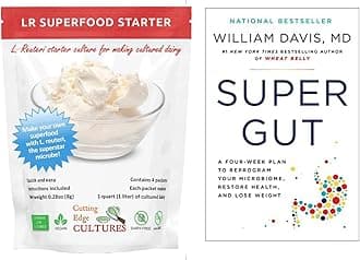 LR SuperFood Starter Culture L. Reuteri ProBiotic Cultured Dairy Low and Slow Yogurt Lactobacillus + Super Gut Book