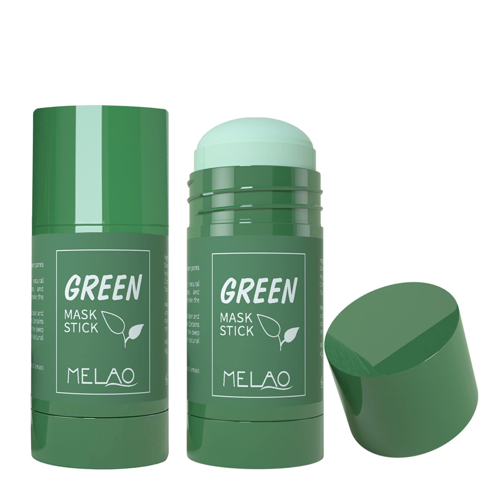 Green Tea Cleansing Mask Stick, 2Pcs Green Tea Mask, Poreless Deep Cleansing Clay Mask for Blackhead Remover, Skin Care, Oil Control, Moisturizing Green Tea Face Mask (2 Pack)
