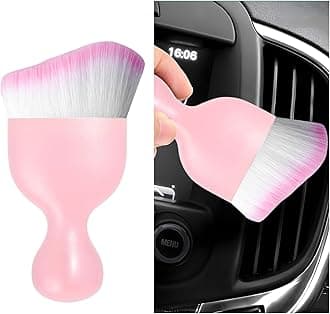 Car Interior Dust Brush, Soft Scratch Free Auto Detailing Brushes, Universal Vehicle Interior Cleaning Tool for Automotive Dashboard, Air Vents, Leather(Pink & Pink)