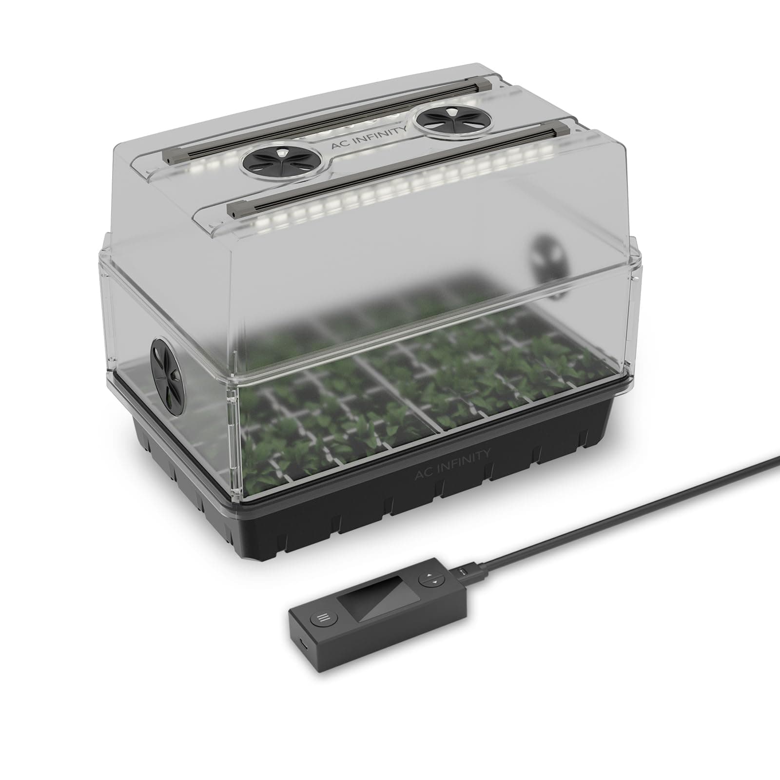 AC Infinity Humidity Dome, Germination Kit with LED Grow Light Bars, Sturdy Drip Tray, 5x8 Cell Seedling Tray, and Vented Height Extension Panels, for Indoor Gardening, Seed Starting, Cloning Plants