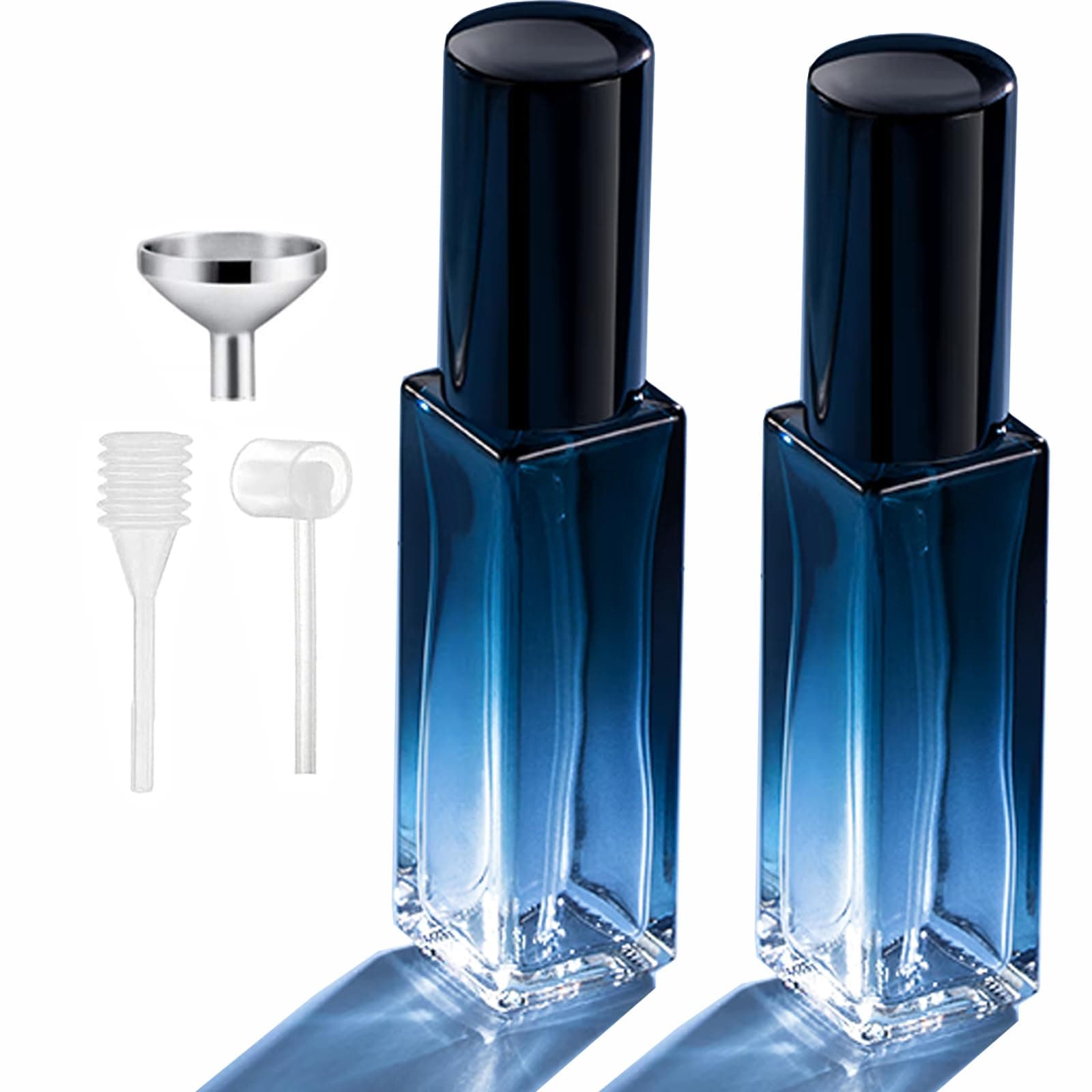 Perfume Atomiser Refillable, Travel Bottle Mini Small Empty Spray Bottles Portable Glass Perfume Pods Container for Holiday (2 x 20 ML Gradient Blue)