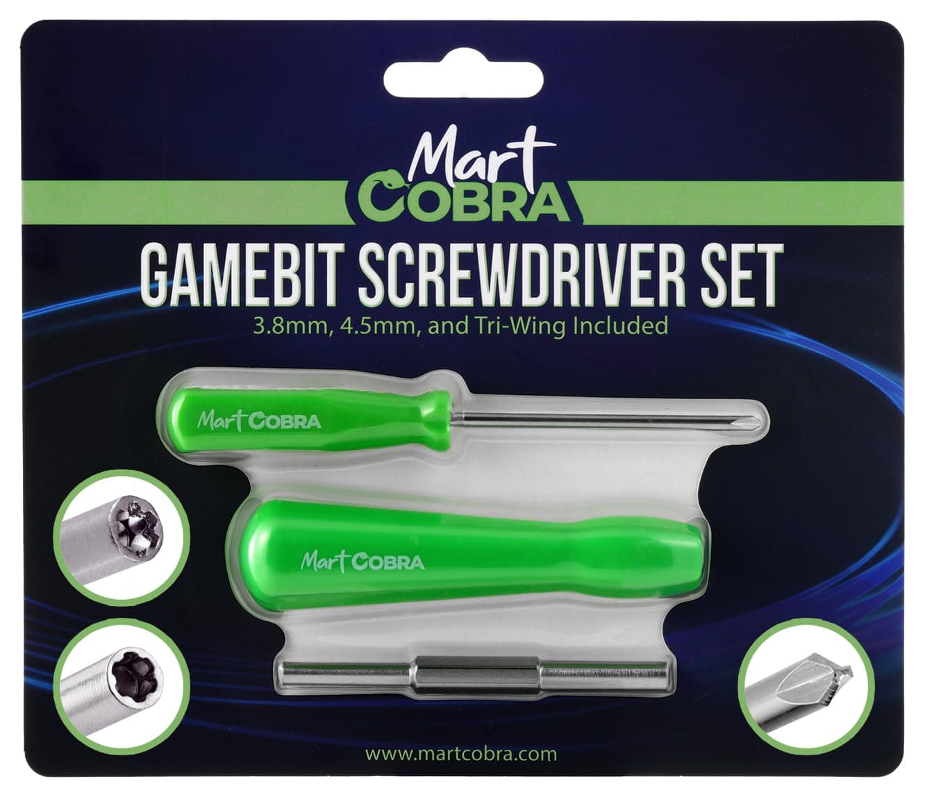 Mart Cobra Gamebit Screwdriver 3.8mm 4.5mm & Tri-Wing Screwdriver Gameboy Screwdriver Set Compatible Super Nintendo 64 SNES NES Tools N64 Gamecube Sega Genesis Game Cartridge Security Bit Screw Driver