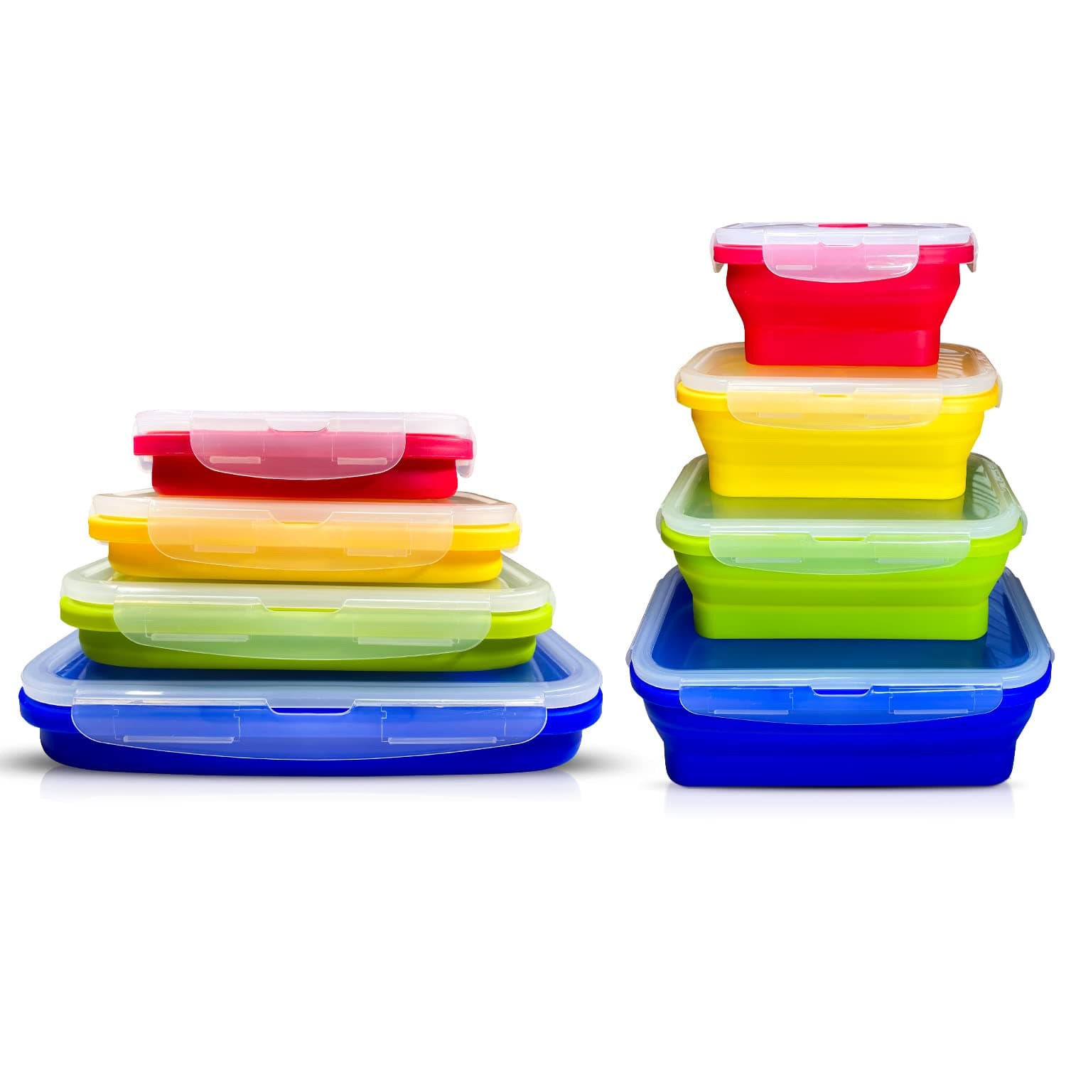 Collapsible Tupperware Lids Silicone Lunch Box Lunch Box Set Of 4 UK Company Leakproof Containers Collapsible Food Storage Containers Microwave / Dishwasher Safe BPA Free Tupperware (CPC-1001)