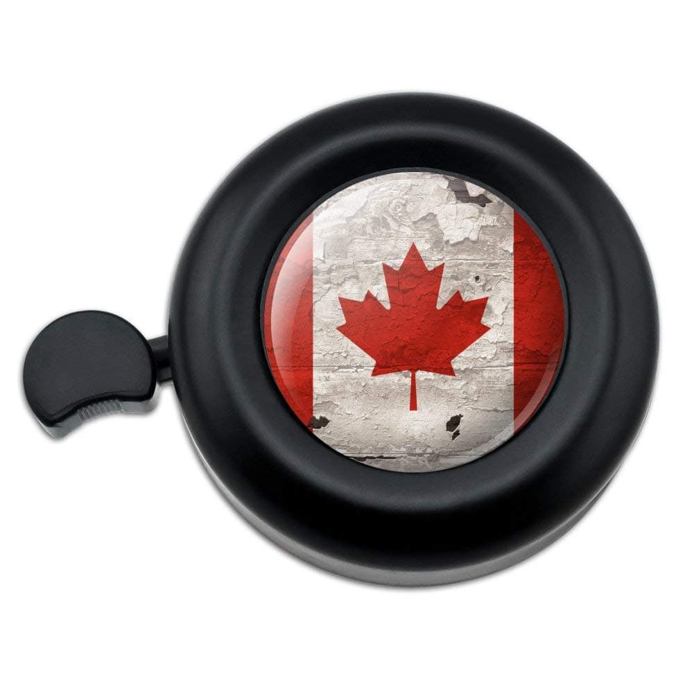 GRAPHICS & MORERustic Distressed Canada Flag on Wood Bicycle Handlebar Bike Bell