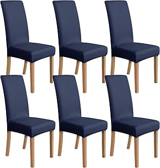 Dining Chair Covers, Stretch Parson Chair Slipcover, Removable Washable Chair Protector for Home/Restaurant/Banquet, Navy, 6-Pack