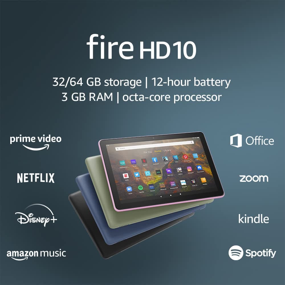 Amazon Fire HD 10 tablet, 10.1", 1080p Full HD, 32 GB, (2021 release), Black