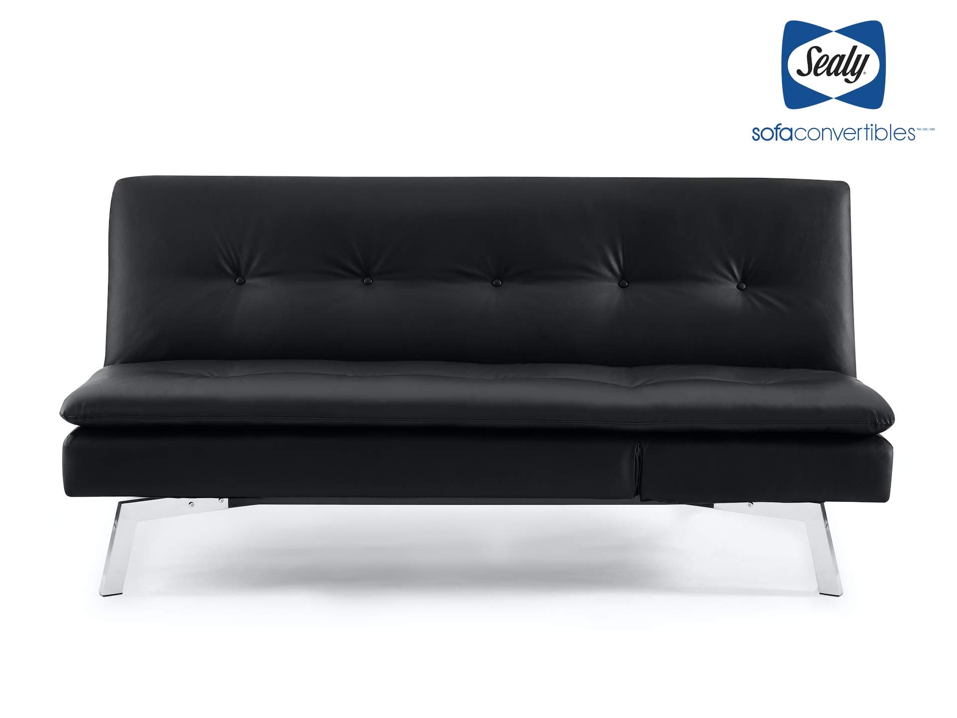 Sealy Savannah Transitional Convertible Chaise Sofa in Black