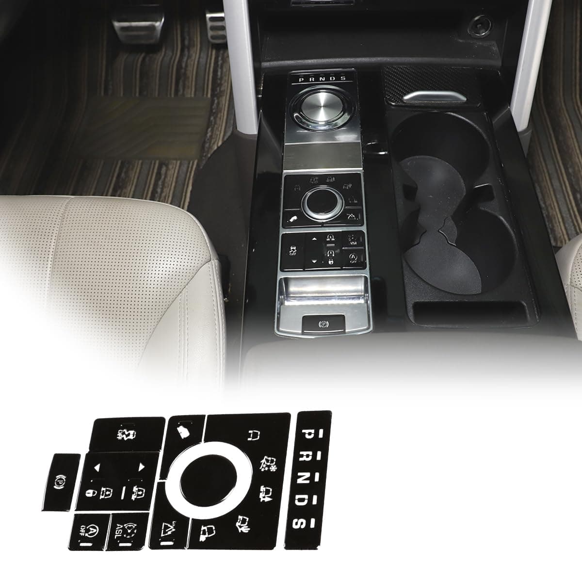 YIWANG Alloy Modified Center Console Multimedia Control Button Knob Trims Cover Stickers for Land Rover Range Rover Vogue 2015 2016 (Black)