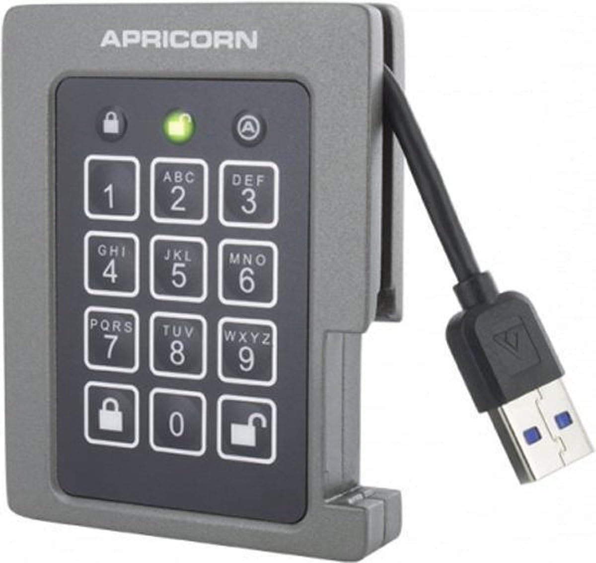 Apricorn 2TB Aegis Padlock SSD 256-Bit, FIPS 140-2 Level 2 Validated Ruggedized USB 3.0 Encrypted External Portable Drive (ASSD-3PL256-2TBF)