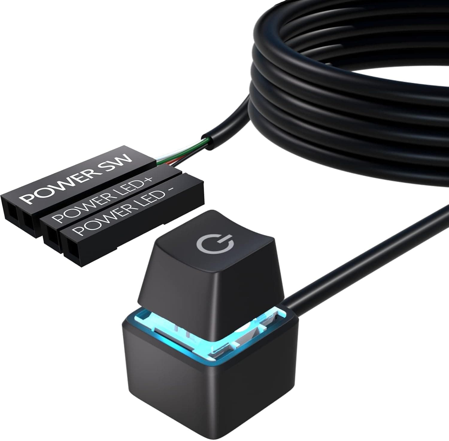 PC Power Button, Desktop External Led Power Switch On/Off, 65 inch External PC Start Button Computer Case for Computer Motherboard