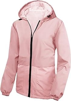SaphiRose Lightweight Rain Jacket Women Waterproof Breathable Raincoat Packable Hooded Windbreaker