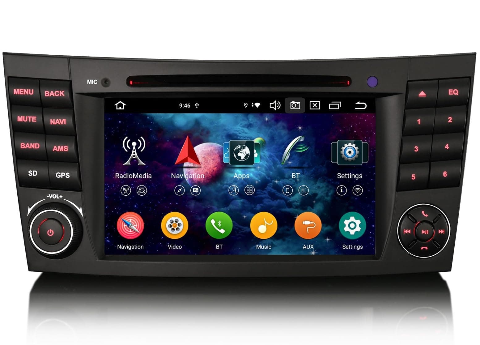 Erisin 8 Core Android 14 Car Stereo Head Unit for Mercedes CLS/E-Class W211 W219 C219 Carplay DSP Bluetooth 5.0 Handsfree Wifi SWC DAB+ GPS SatNav DVR IPS DVD Player