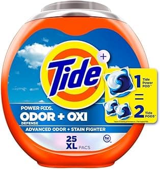Ultra OXI Power PODS with Odor Eliminators Laundry Detergent Pacs, 25 Count, For Visible and Invisible Dirt