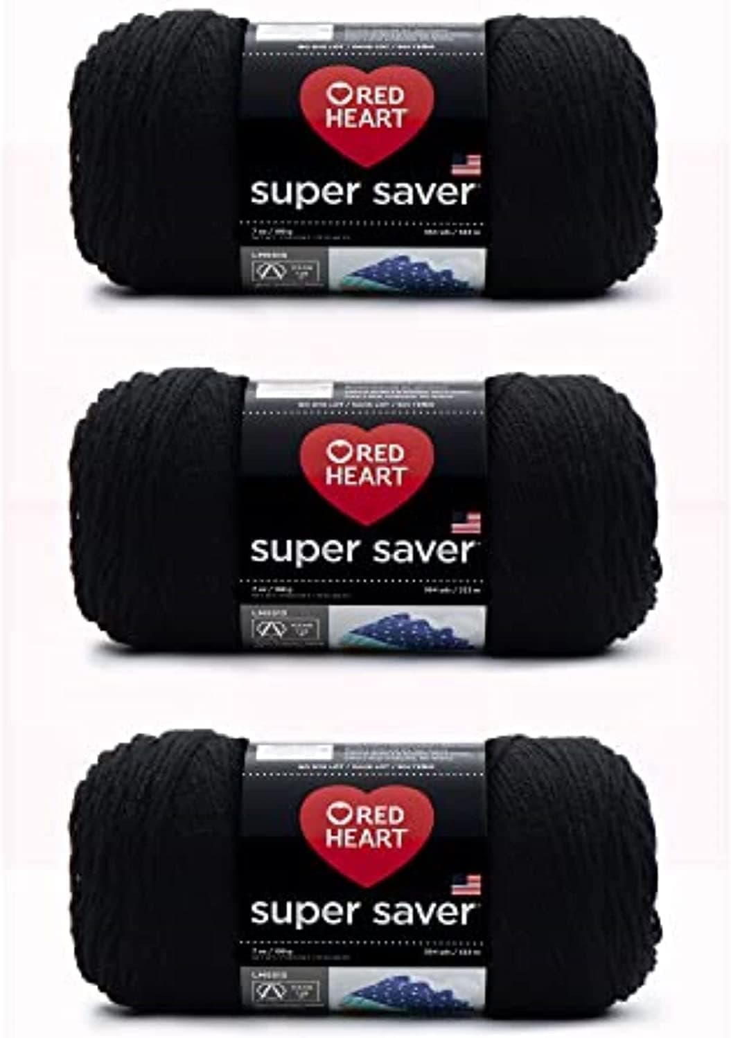 Super Saver Yarn, Black 3 Count