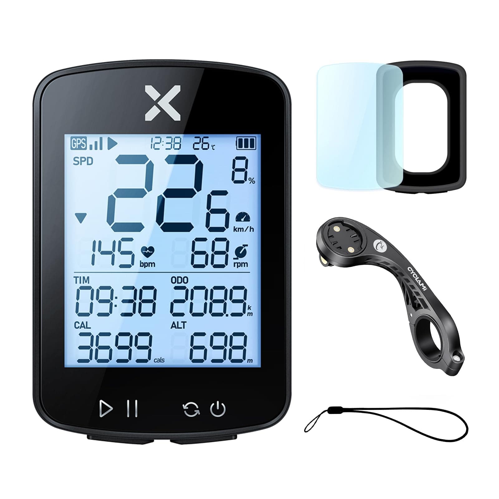 G+ Gen2 GPS Bike Computer with Mount, 2.2" Bluetooth Wireless Cycling Speedometer, Type-C Multifunctional ANT+ Bicycle Odometer with Auto Backlight and IPX7 Waterproof Bike Tracker (4 in 1)