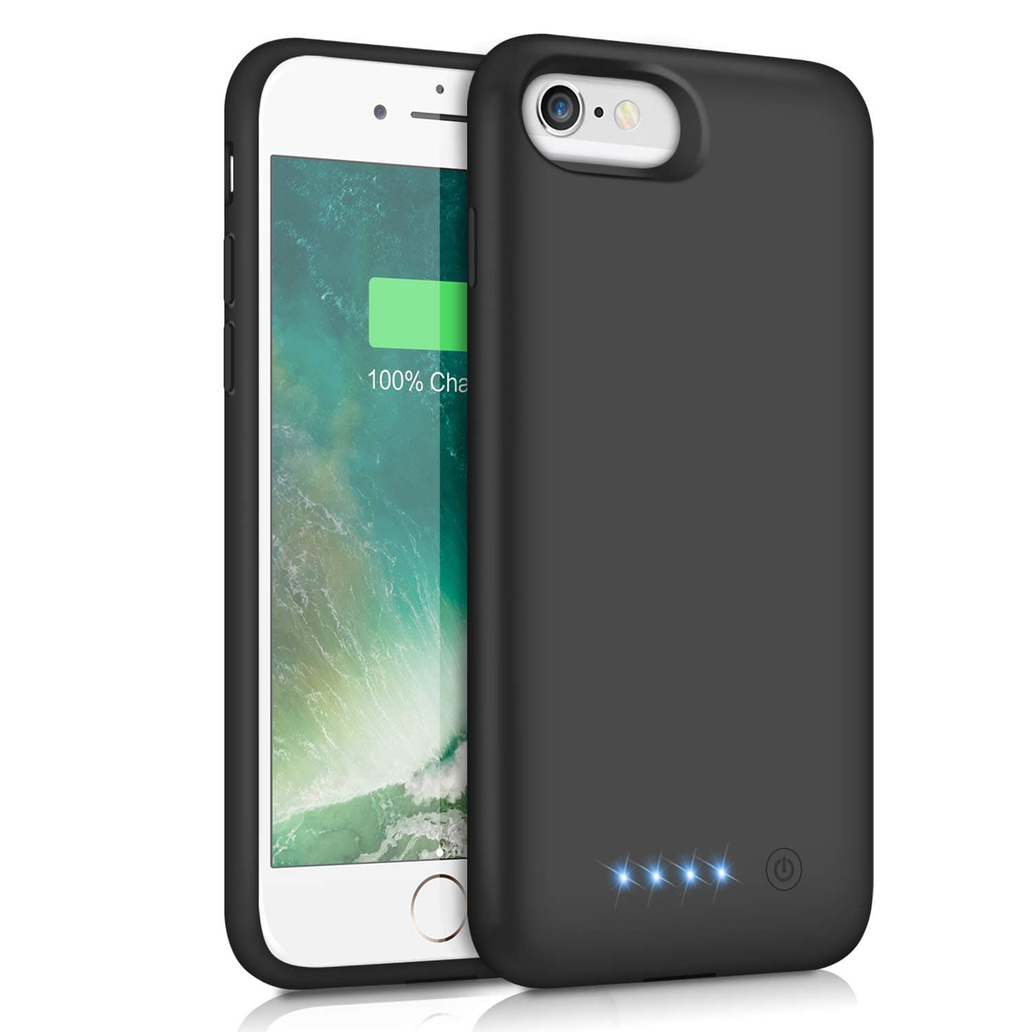 Pxwaxpy Battery Case for iPhone 8/7/6s/6/SE(2022/2020), 6000mAh Rechargeable Charging Case for iPhone 8/7 Portable Battery Pack for iPhone 6s/6/SE(3rd & 2nd Gen) Charger Cover [4.7inch], Black