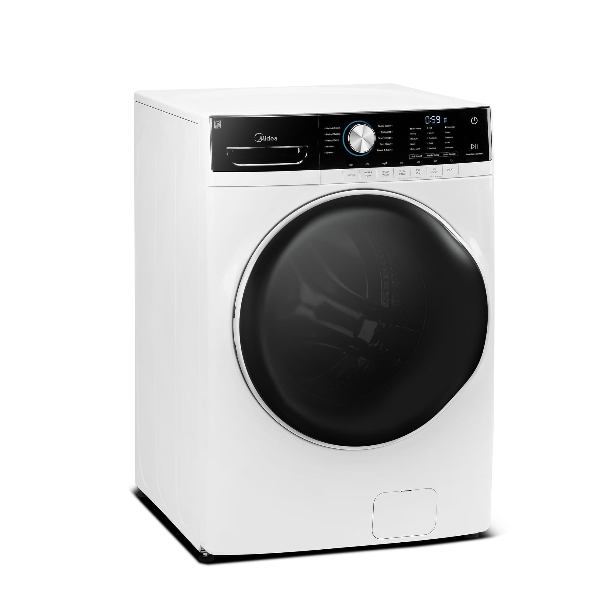 Midea MLH45N1AWW Full-Automatic Washing Machine, Front Load Washer, Vibration Control, Pre-Soak, Speed Wash, 10 Cycles, ENERGY STAR Certified, 4.5 Cu.Ft. White