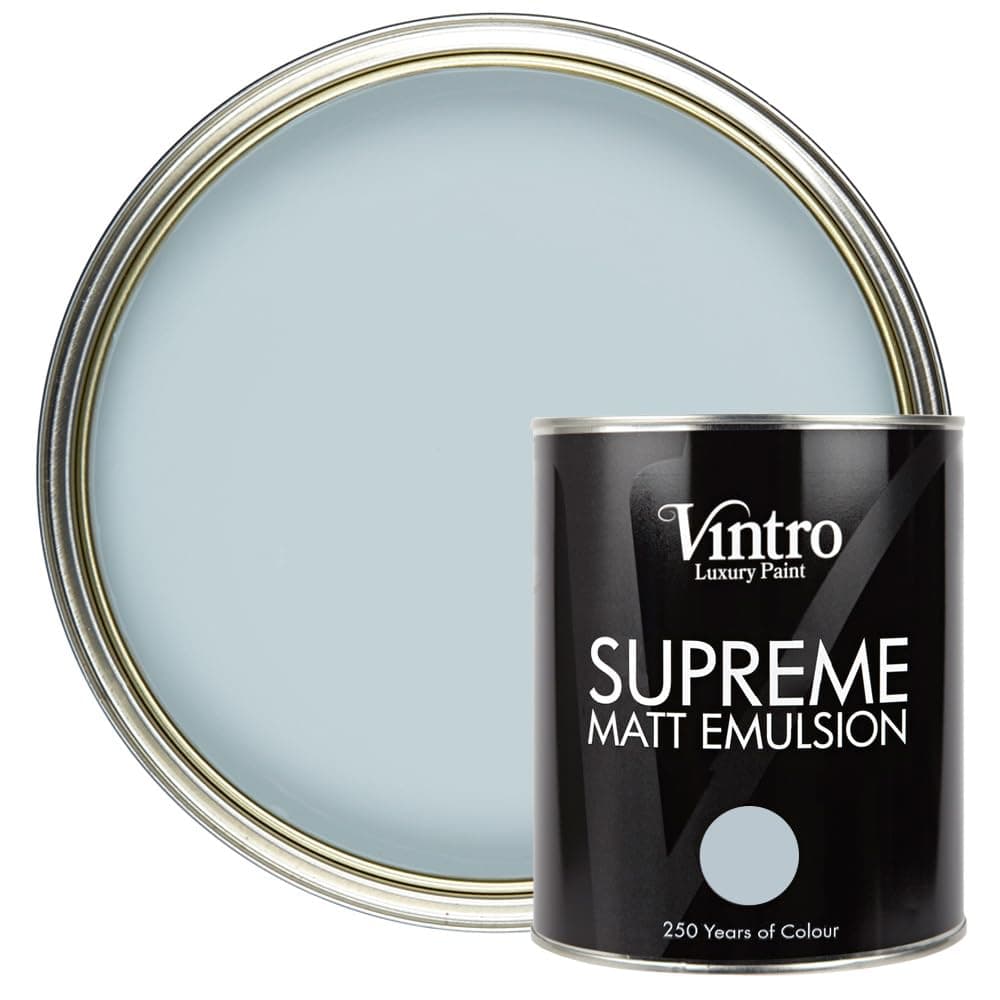 Vintro | Luxury Matt Emulsion | Smooth Chalky Finish | Multi Surface Paint | for Walls, Ceilings, Wood and Metal | 1L (Blue-Grey)