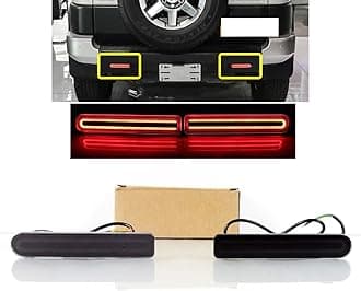 LED Rear Bumper Reflector Light Compatible With Toyota FJ Cruiser 2007-2022 3-in-1 Function As Driving Light/Brake Light/Sequential Turn Signal light Smoke Lens