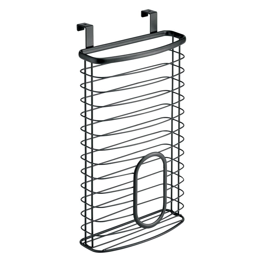 iDesign Axis Over the Cabinet Kitchen Storage Holder for Plastic and Garbage Bags - Matte Black